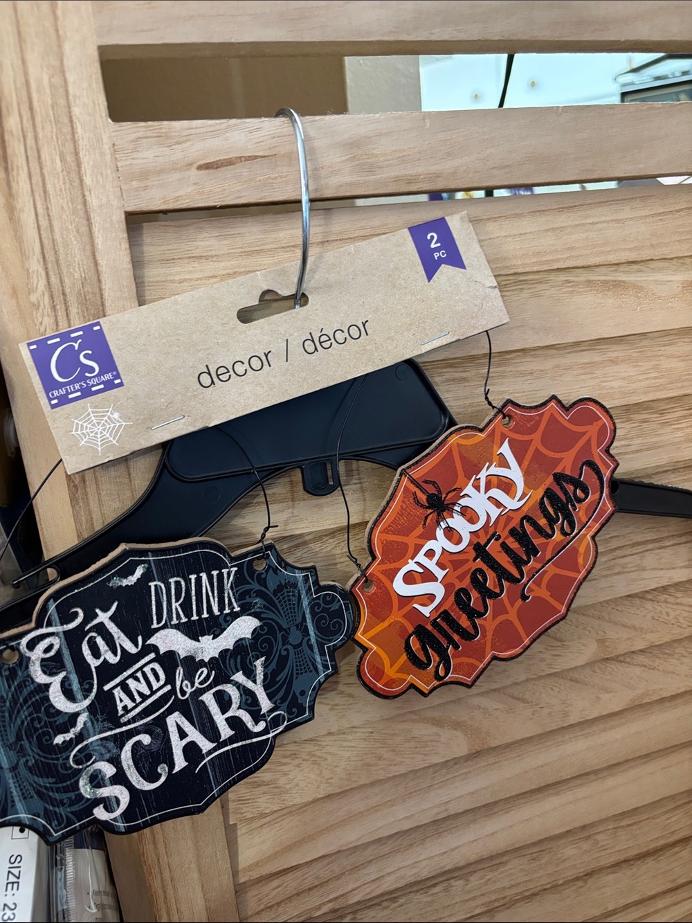 Spooky Greetings & Eat Drink Be Scary Halloween Hanging Signs, Orange & Black